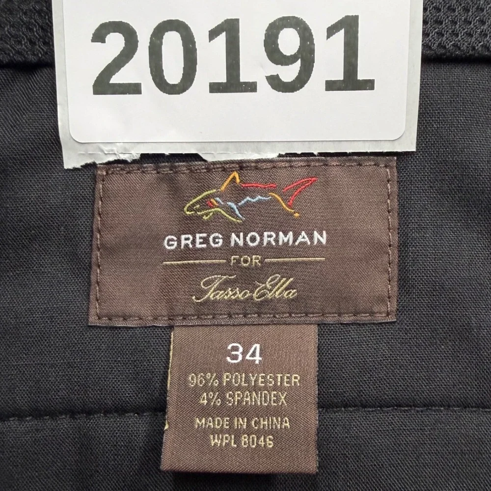 Greg Norman Shorts Men Measures 36 Tag 34 Black‎ Grey Herringbone NEW